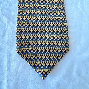Stonehenge 100% Silk Homemade Tie, Yellow and Blue, In Like New Condition